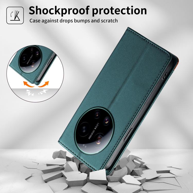 For Xiaomi 17 Ultra Dierfeng Splicing Strong Magnetic RFID Vegan Leather Phone Case