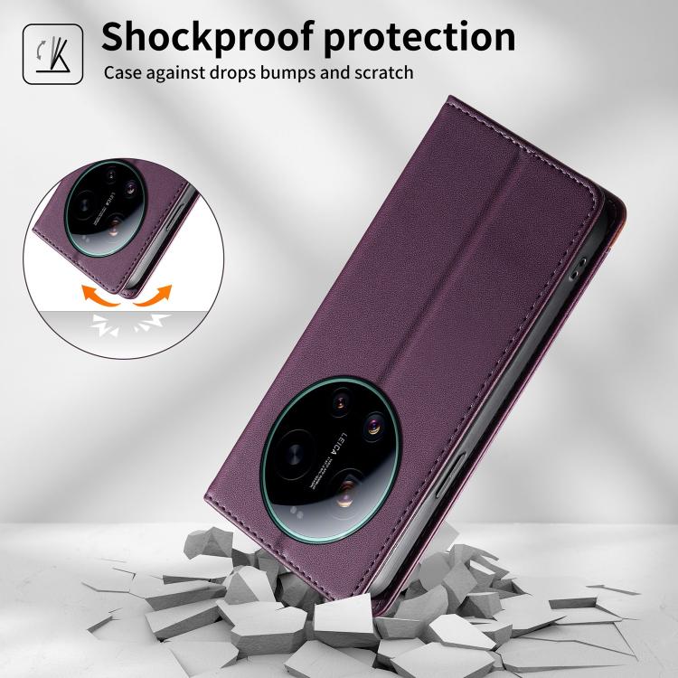 For Xiaomi 17 Ultra Dierfeng Splicing Strong Magnetic RFID Vegan Leather Phone Case