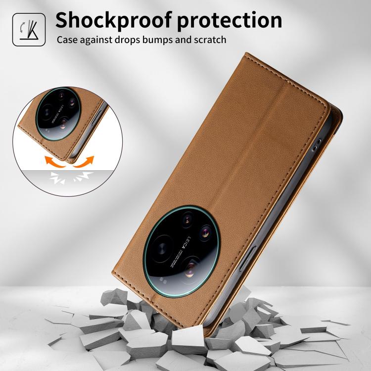 For Xiaomi 17 Ultra Dierfeng Splicing Strong Magnetic RFID Vegan Leather Phone Case
