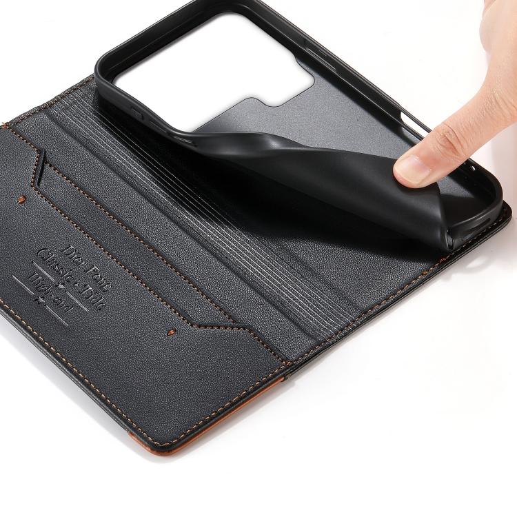 For Xiaomi 17 Pro Max Dierfeng Splicing Strong Magnetic RFID Vegan Leather Phone Case