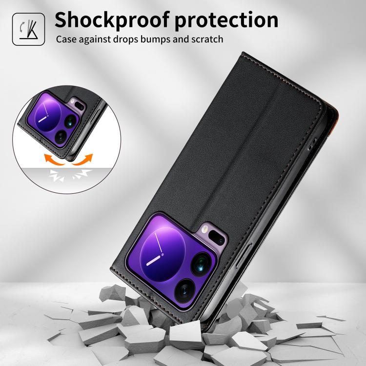 For Xiaomi 17 Pro Max Dierfeng Splicing Strong Magnetic RFID Vegan Leather Phone Case
