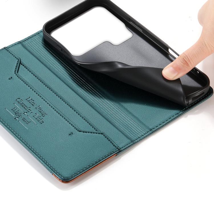 For Xiaomi 17 Pro Max Dierfeng Splicing Strong Magnetic RFID Vegan Leather Phone Case