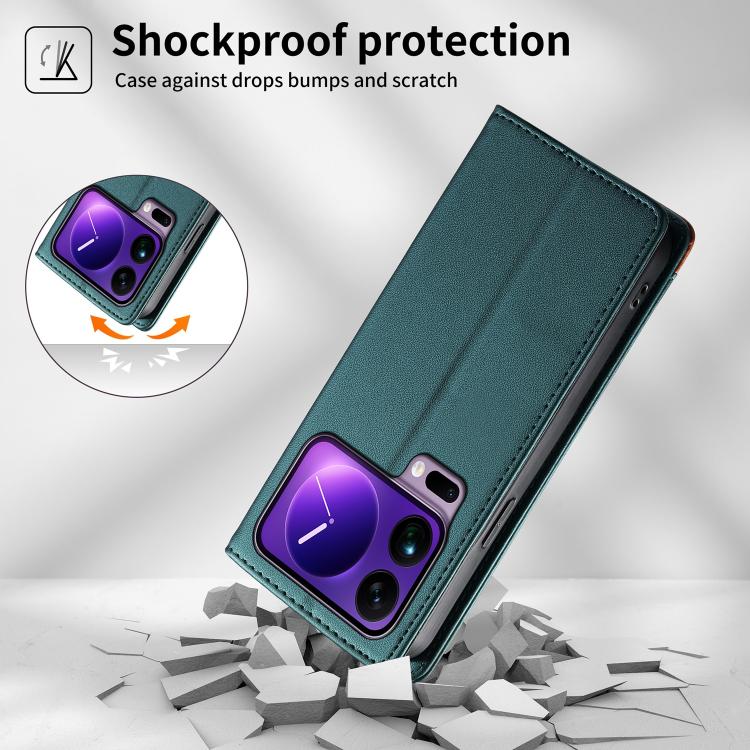 For Xiaomi 17 Pro Max Dierfeng Splicing Strong Magnetic RFID Vegan Leather Phone Case