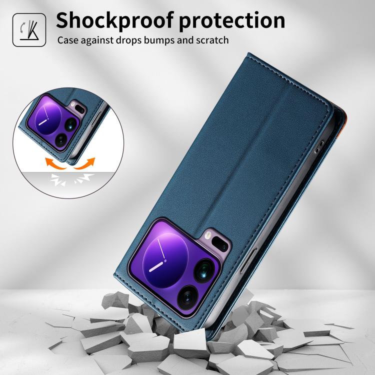 For Xiaomi 17 Pro Max Dierfeng Splicing Strong Magnetic RFID Vegan Leather Phone Case