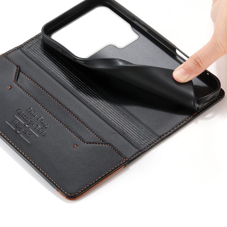 For Xiaomi 17 Pro Dierfeng Splicing Strong Magnetic RFID Vegan Leather Phone Case