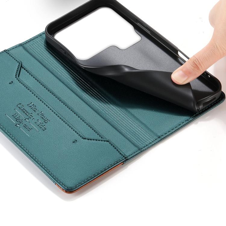 For Xiaomi 17 Pro Dierfeng Splicing Strong Magnetic RFID Vegan Leather Phone Case