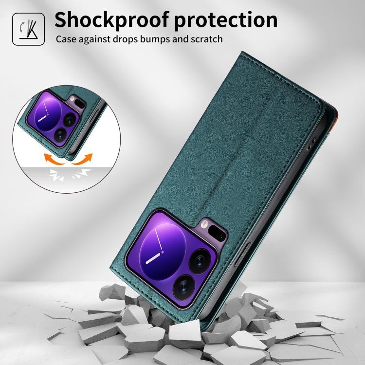 For Xiaomi 17 Pro Dierfeng Splicing Strong Magnetic RFID Vegan Leather Phone Case