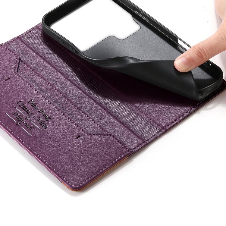 For Xiaomi 17 Pro Dierfeng Splicing Strong Magnetic RFID Vegan Leather Phone Case