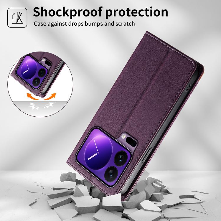 For Xiaomi 17 Pro Dierfeng Splicing Strong Magnetic RFID Vegan Leather Phone Case
