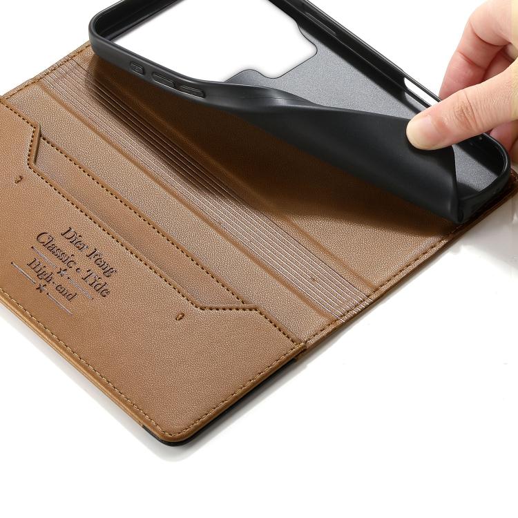 For Xiaomi 17 Pro Dierfeng Splicing Strong Magnetic RFID Vegan Leather Phone Case