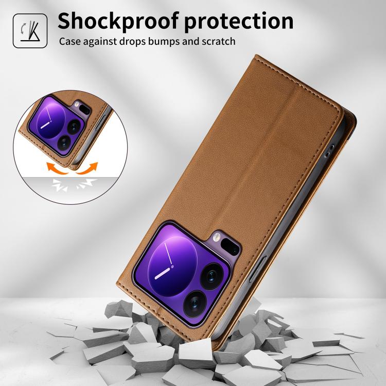 For Xiaomi 17 Pro Dierfeng Splicing Strong Magnetic RFID Vegan Leather Phone Case