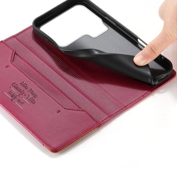For Xiaomi 17 Pro Dierfeng Splicing Strong Magnetic RFID Vegan Leather Phone Case