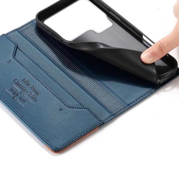 For Xiaomi 17 Pro Dierfeng Splicing Strong Magnetic RFID Vegan Leather Phone Case