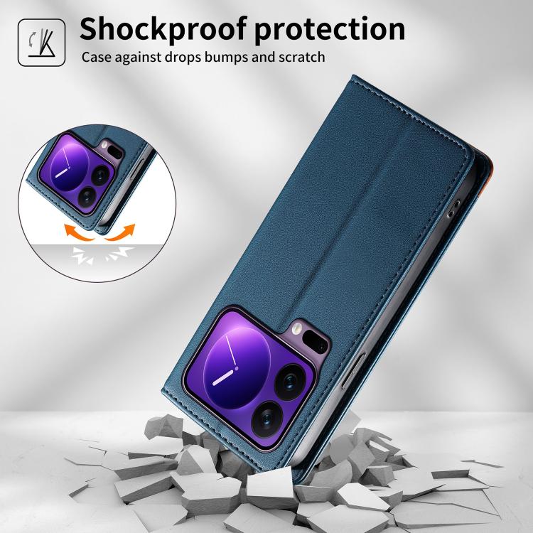 For Xiaomi 17 Pro Dierfeng Splicing Strong Magnetic RFID Vegan Leather Phone Case