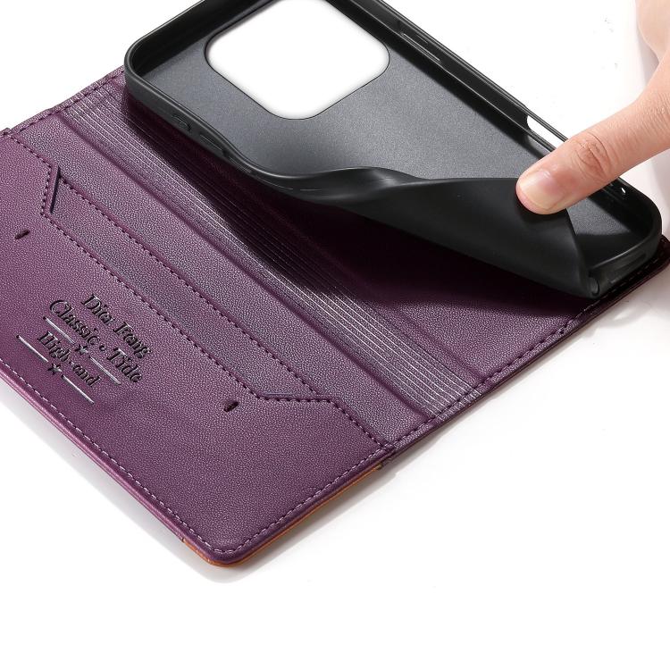 For Xiaomi 17 Dierfeng Splicing Strong Magnetic RFID Vegan Leather Phone Case
