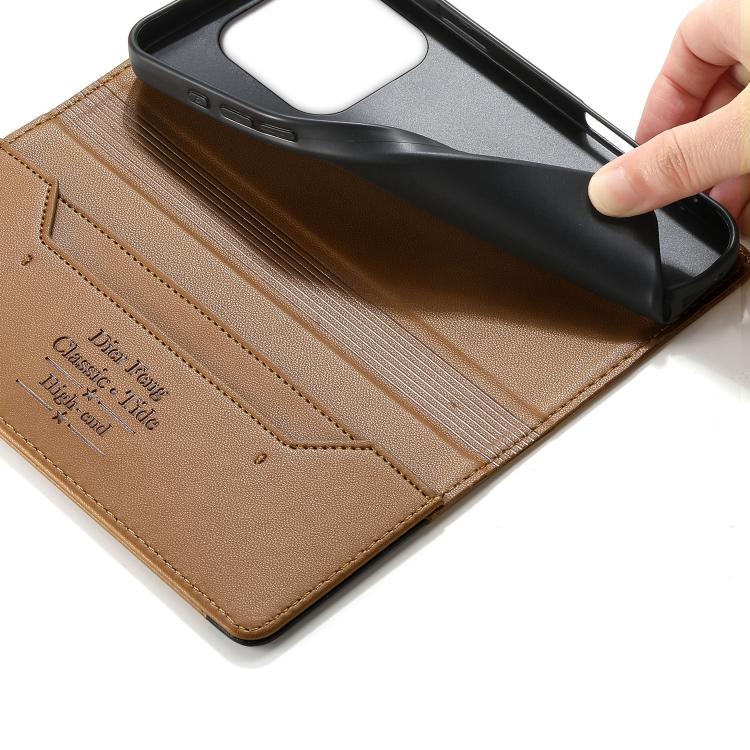 For Xiaomi 17 Dierfeng Splicing Strong Magnetic RFID Vegan Leather Phone Case
