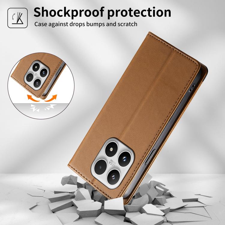 For Xiaomi 17 Dierfeng Splicing Strong Magnetic RFID Vegan Leather Phone Case