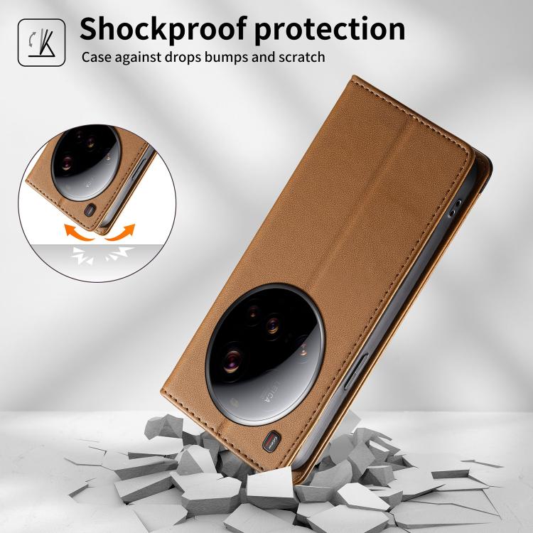 For Xiaomi 15 Ultra Dierfeng Splicing Strong Magnetic RFID Vegan Leather Phone Case