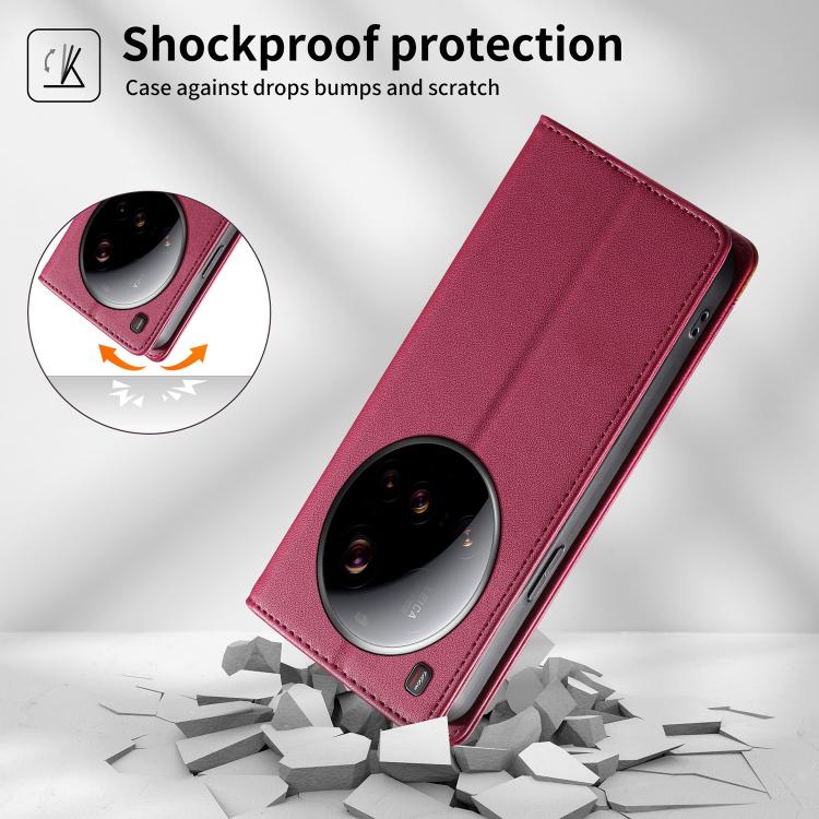 For Xiaomi 15 Ultra Dierfeng Splicing Strong Magnetic RFID Vegan Leather Phone Case