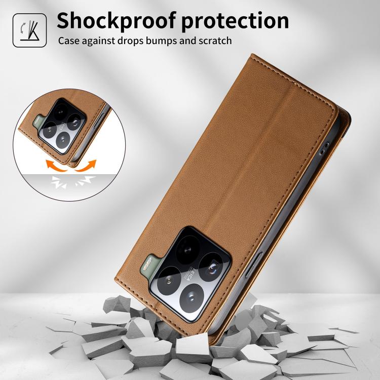 For Xiaomi 15 Pro Dierfeng Splicing Strong Magnetic RFID Vegan Leather Phone Case