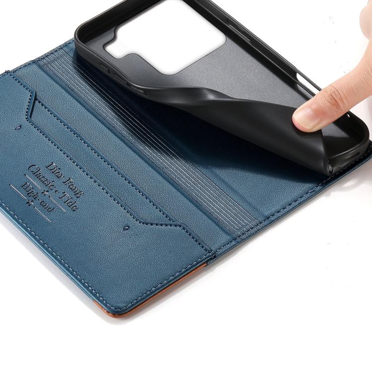 For Xiaomi 15 Pro Dierfeng Splicing Strong Magnetic RFID Vegan Leather Phone Case