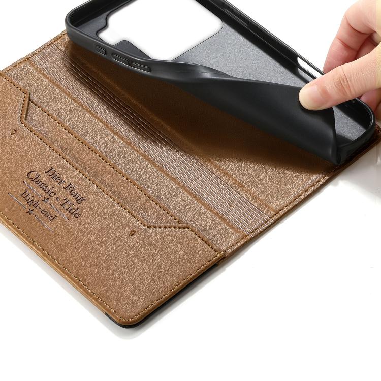 For Xiaomi 15 Dierfeng Splicing Strong Magnetic RFID Vegan Leather Phone Case