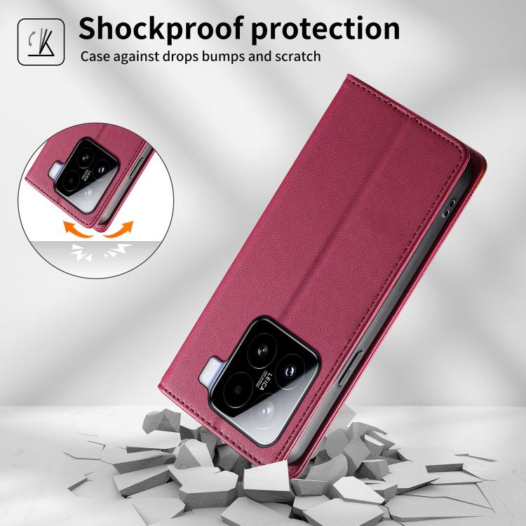 For Xiaomi 15 Dierfeng Splicing Strong Magnetic RFID Vegan Leather Phone Case