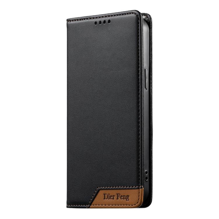 For Xiaomi 14T Pro Dierfeng Splicing Strong Magnetic RFID Vegan Leather Phone Case