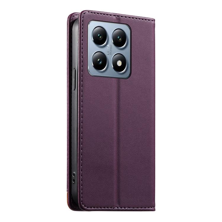 For Xiaomi 14T Pro Dierfeng Splicing Strong Magnetic RFID Vegan Leather Phone Case