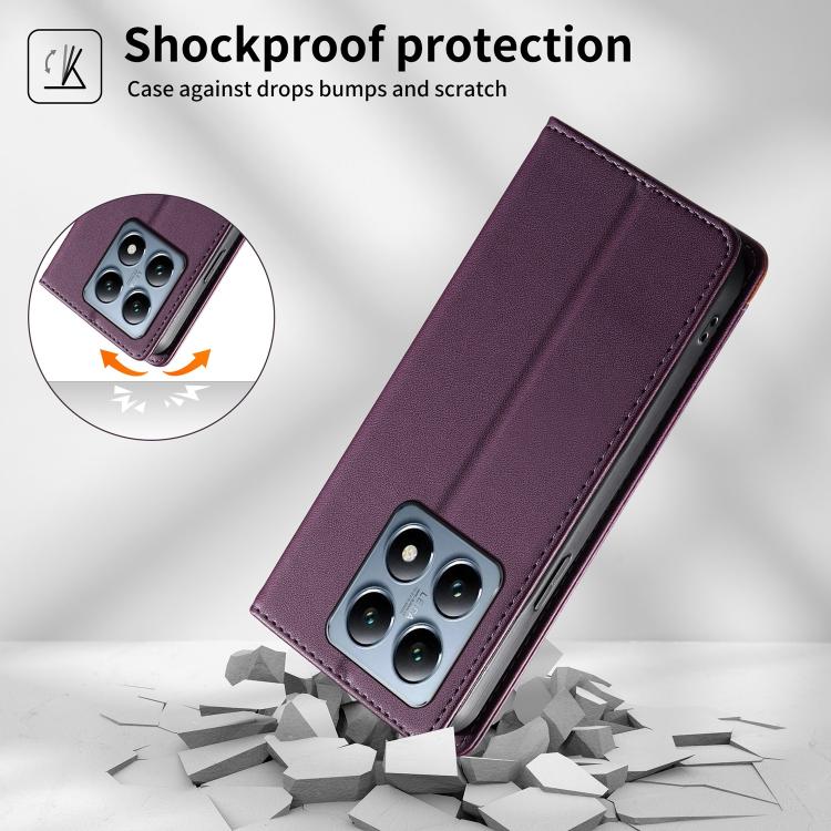 For Xiaomi 14T Pro Dierfeng Splicing Strong Magnetic RFID Vegan Leather Phone Case