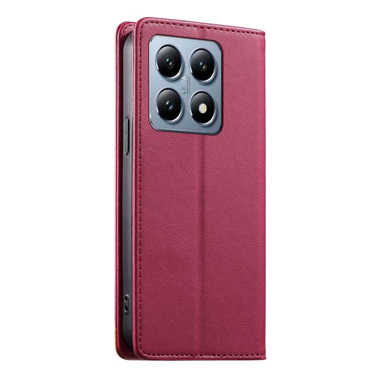 For Xiaomi 14T Pro Dierfeng Splicing Strong Magnetic RFID Vegan Leather Phone Case