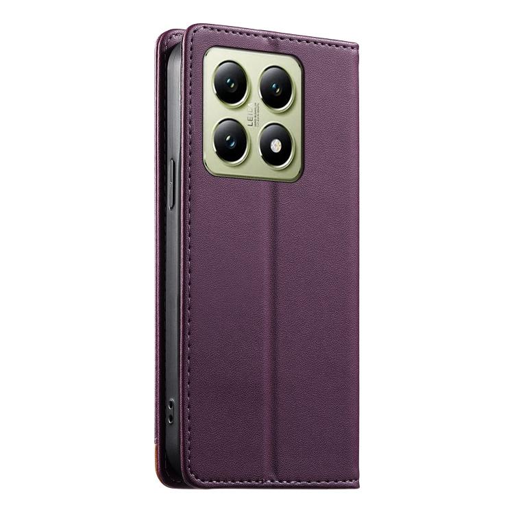 For Xiaomi 14T Dierfeng Splicing Strong Magnetic RFID Vegan Leather Phone Case