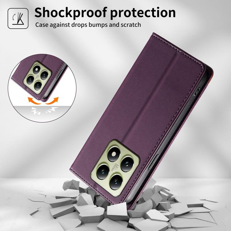 For Xiaomi 14T Dierfeng Splicing Strong Magnetic RFID Vegan Leather Phone Case