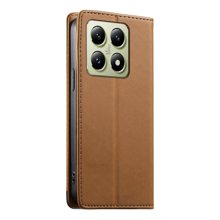 For Xiaomi 14T Dierfeng Splicing Strong Magnetic RFID Vegan Leather Phone Case