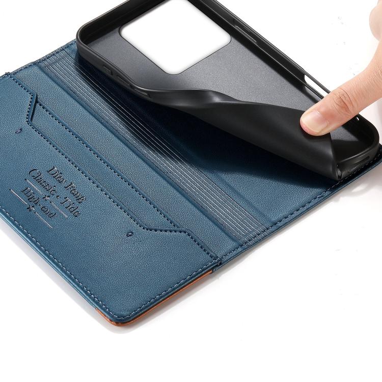 For Xiaomi 14T Dierfeng Splicing Strong Magnetic RFID Vegan Leather Phone Case