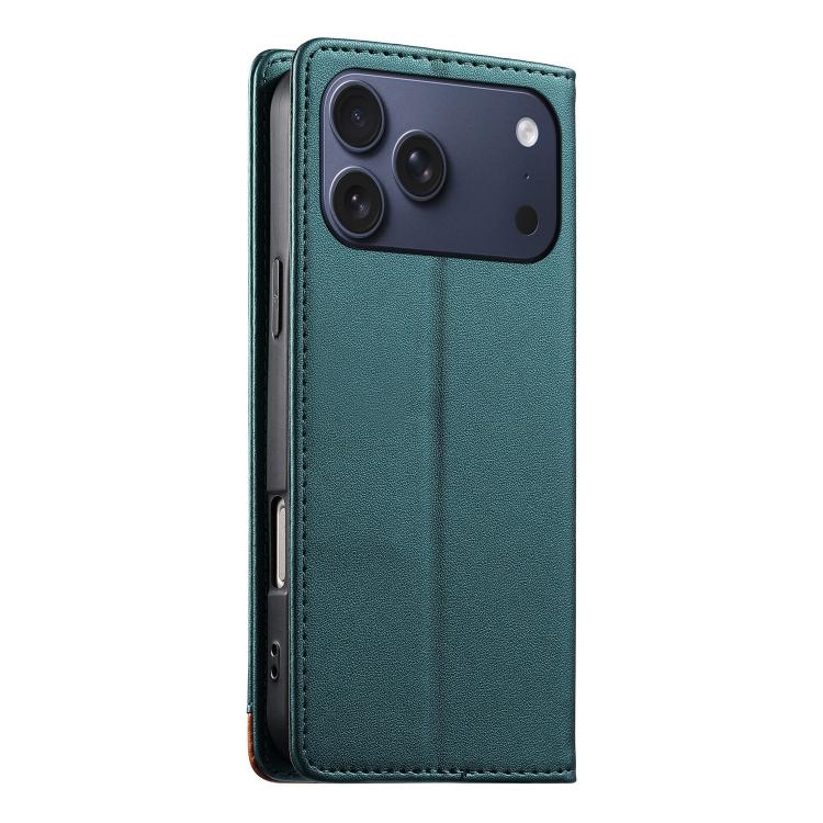 For iPhone 17 Pro Max Dierfeng Splicing Strong Magnetic RFID Vegan Leather Phone Case