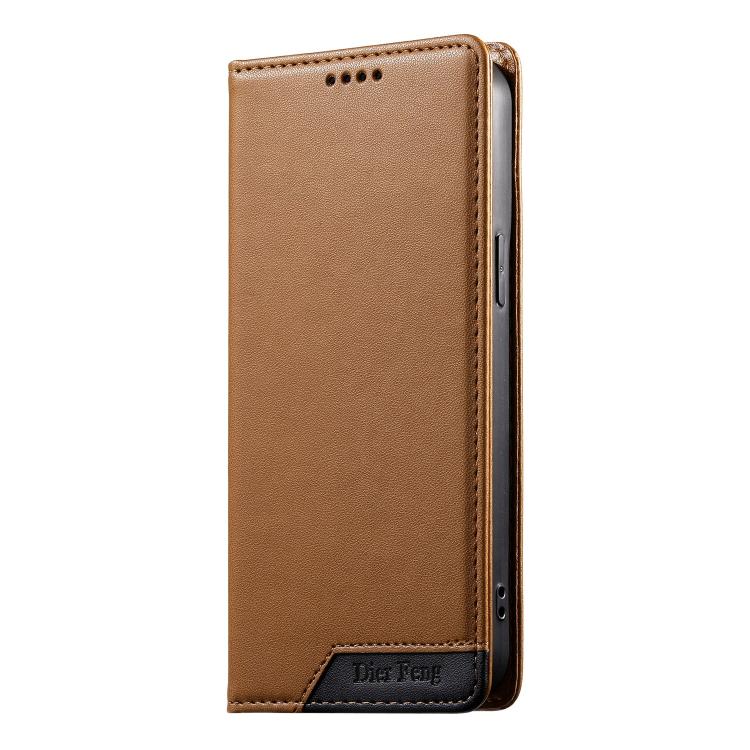 For iPhone 17 Pro Max Dierfeng Splicing Strong Magnetic RFID Vegan Leather Phone Case