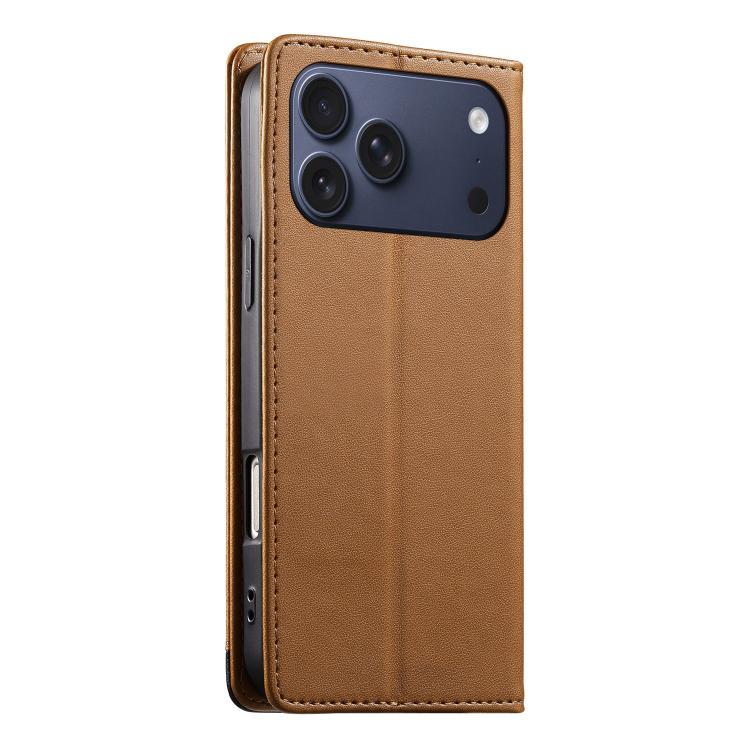 For iPhone 17 Pro Max Dierfeng Splicing Strong Magnetic RFID Vegan Leather Phone Case