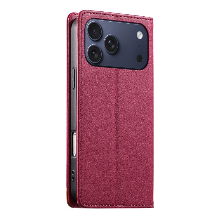 For iPhone 17 Pro Max Dierfeng Splicing Strong Magnetic RFID Vegan Leather Phone Case