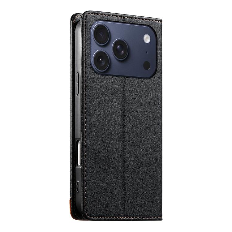 For iPhone 17 Pro Dierfeng Splicing Strong Magnetic RFID Vegan Leather Phone Case