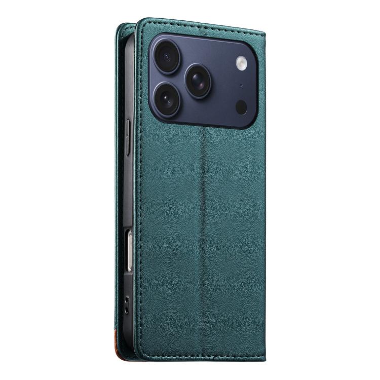 For iPhone 17 Pro Dierfeng Splicing Strong Magnetic RFID Vegan Leather Phone Case