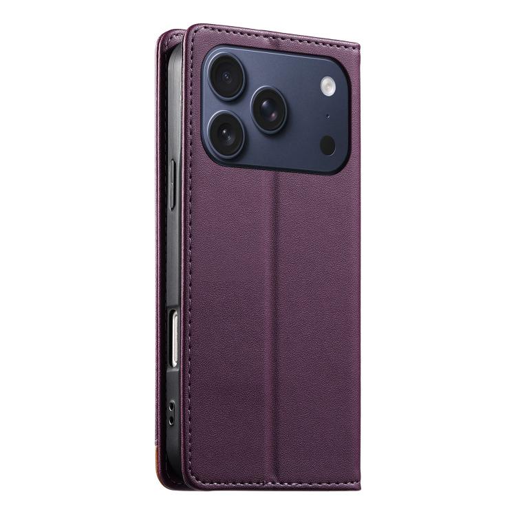 For iPhone 17 Pro Dierfeng Splicing Strong Magnetic RFID Vegan Leather Phone Case