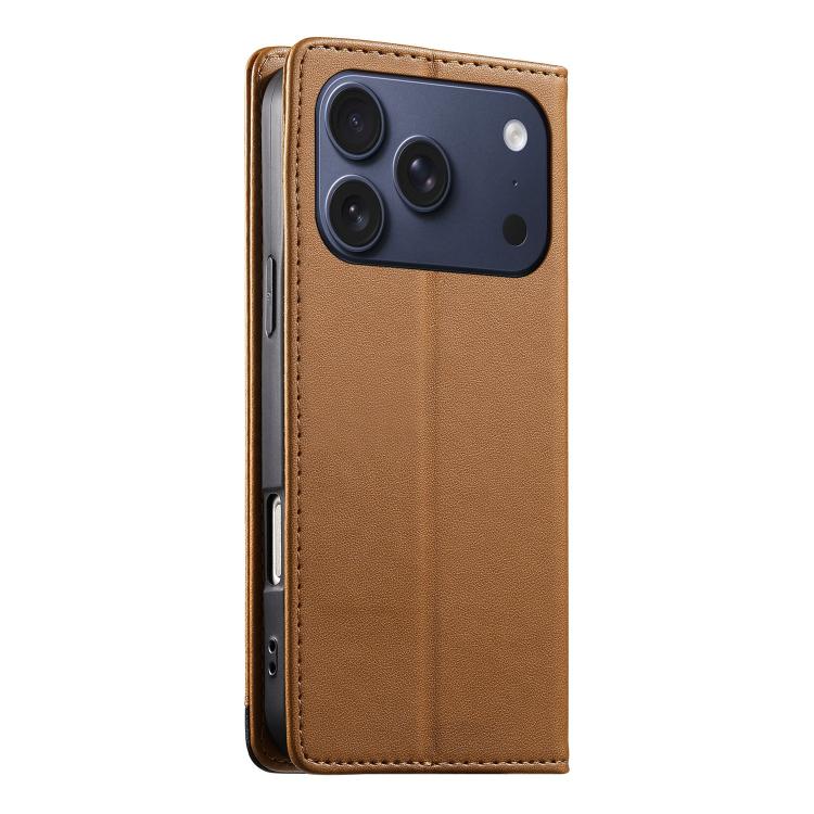 For iPhone 17 Pro Dierfeng Splicing Strong Magnetic RFID Vegan Leather Phone Case