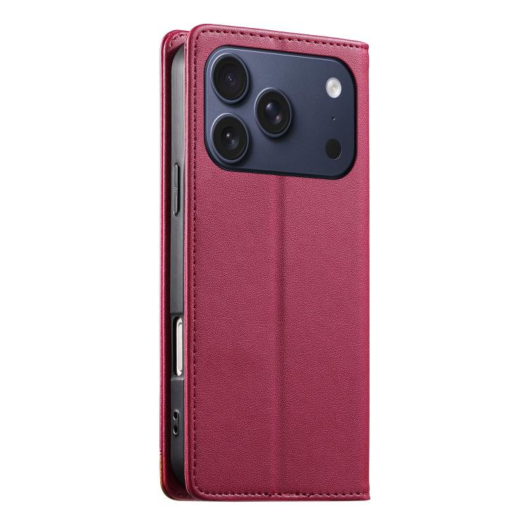 For iPhone 17 Pro Dierfeng Splicing Strong Magnetic RFID Vegan Leather Phone Case