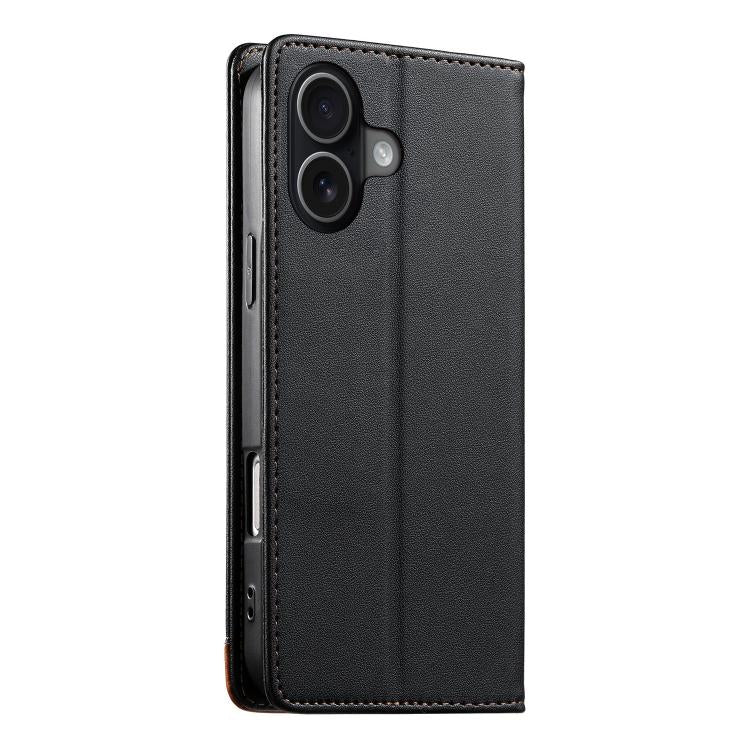 For iPhone 17 Dierfeng Splicing Strong Magnetic RFID Vegan Leather Phone Case