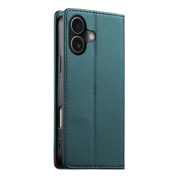 For iPhone 17 Dierfeng Splicing Strong Magnetic RFID Vegan Leather Phone Case