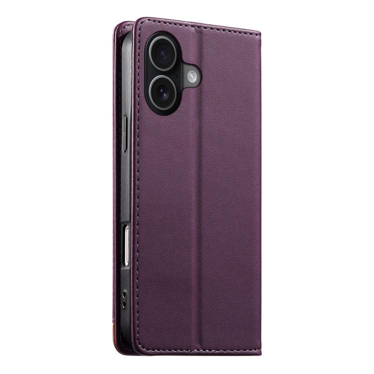 For iPhone 17 Dierfeng Splicing Strong Magnetic RFID Vegan Leather Phone Case