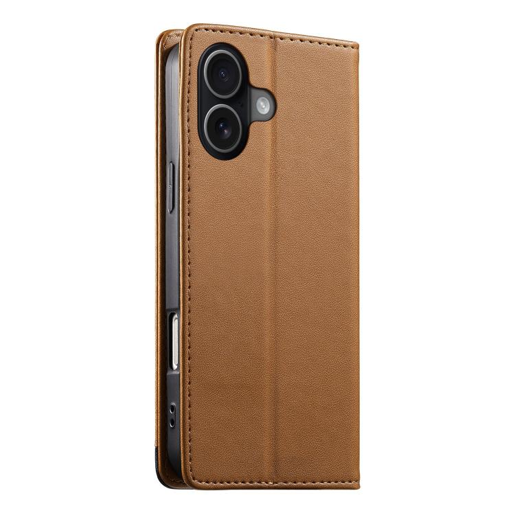 For iPhone 17 Dierfeng Splicing Strong Magnetic RFID Vegan Leather Phone Case