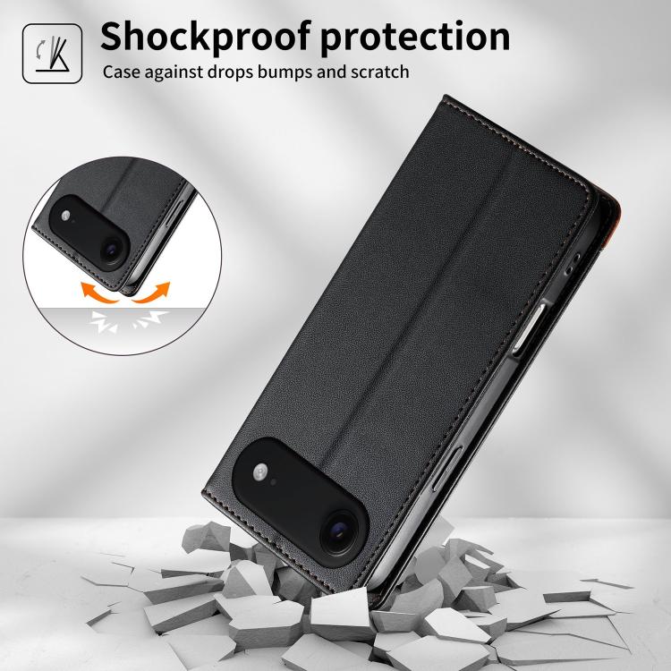 For iPhone Air Dierfeng Splicing Strong Magnetic RFID Vegan Leather Phone Case