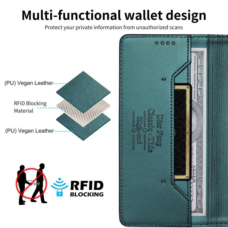 For iPhone Air Dierfeng Splicing Strong Magnetic RFID Vegan Leather Phone Case